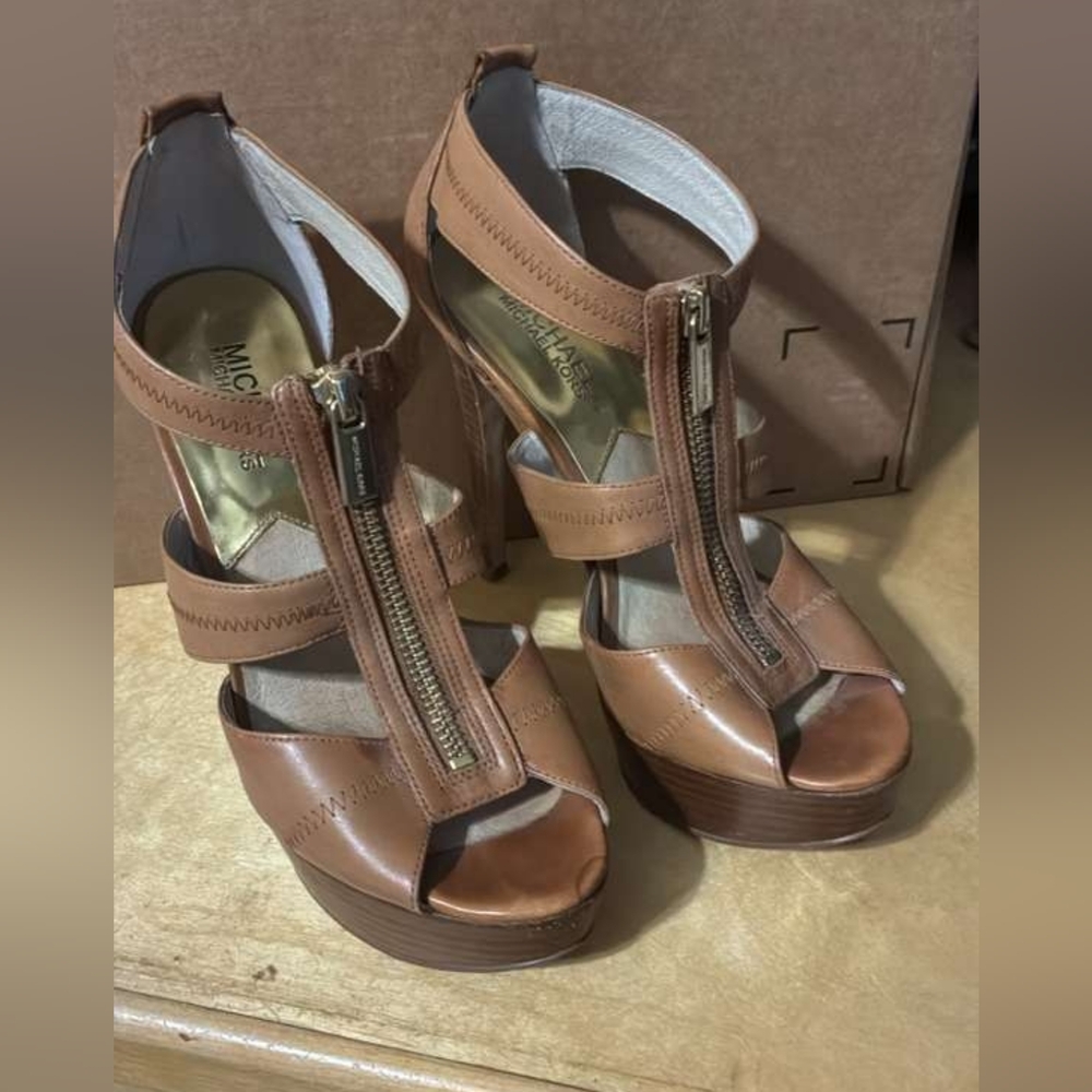 Michael Kors Brown Leather Platform Heels